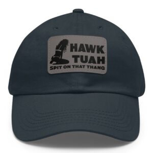 Funny Hawk Tuah Leather Patch Hat