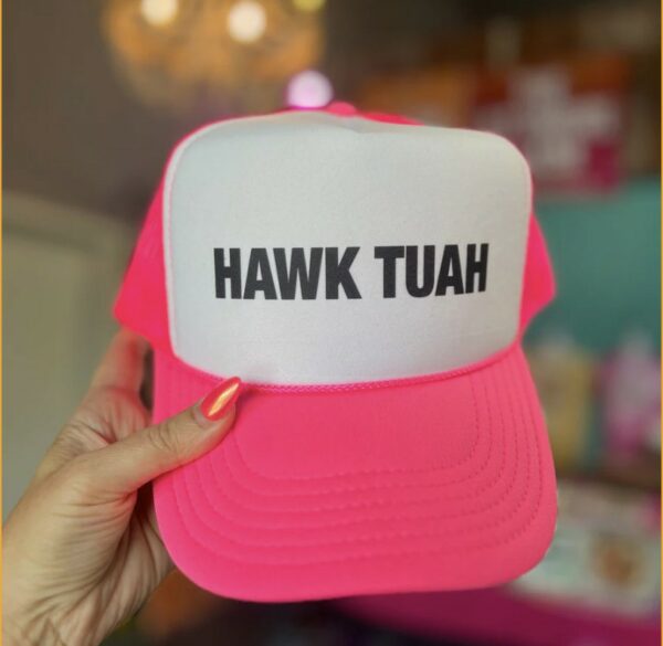 HAWK TUAH - Neon Pink & White Trucker Hat