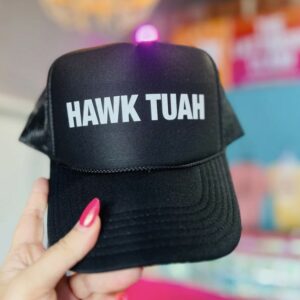 HAWK TUAH - Neon Pink & White Trucker Hat