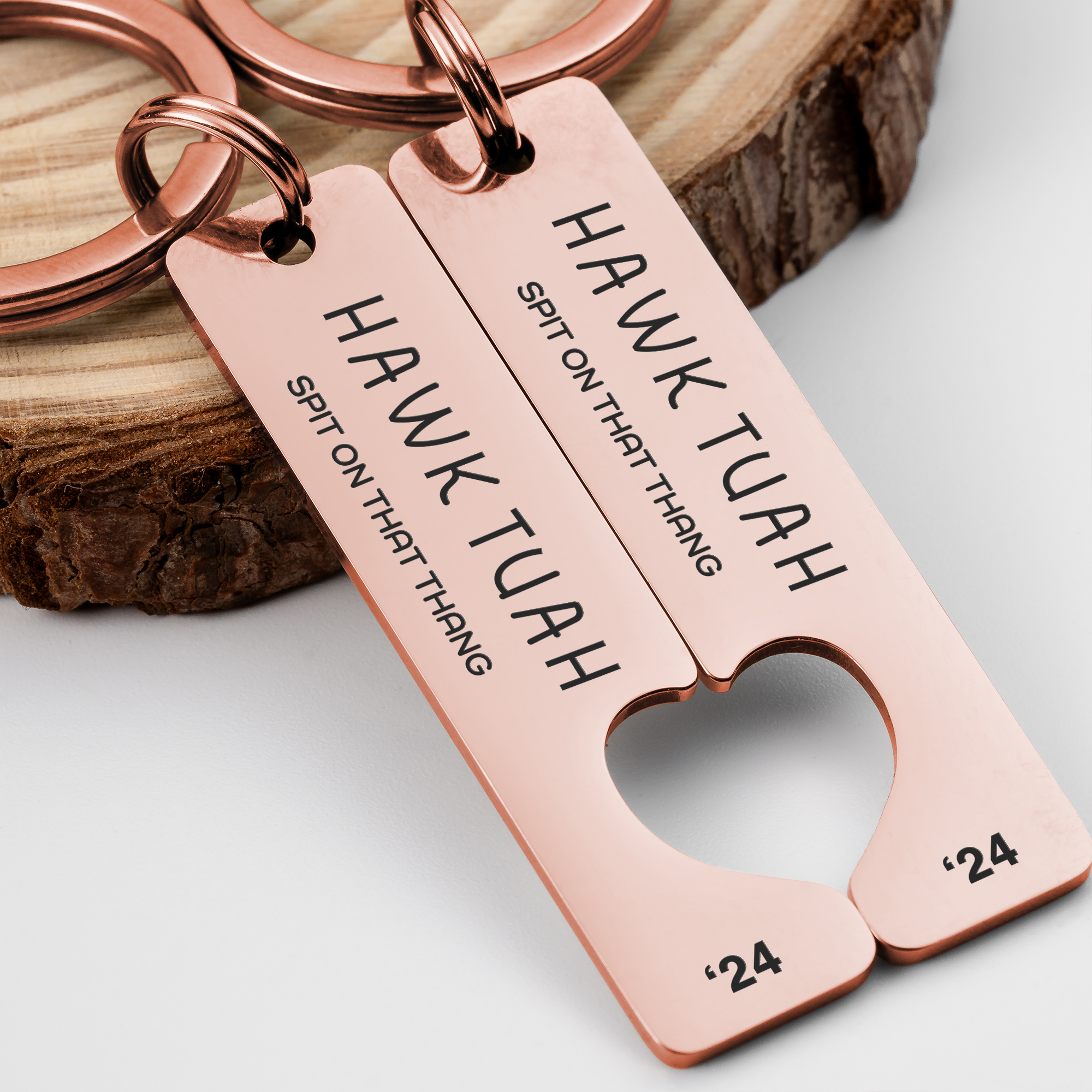 Hawk Tuah 2024 Heart Keychain Set