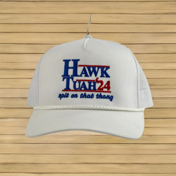 Hawk Tuah 2024 Trucker Hat - White