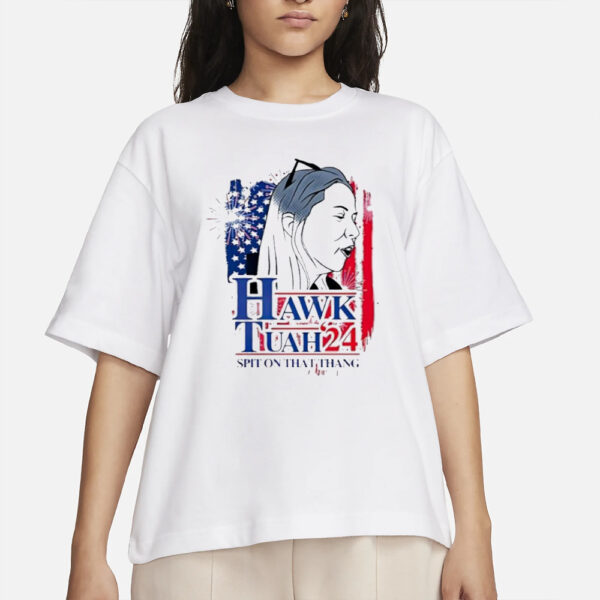 Hawk Tuah 2024 spit on that thang 4th of July American flag T-Shirts