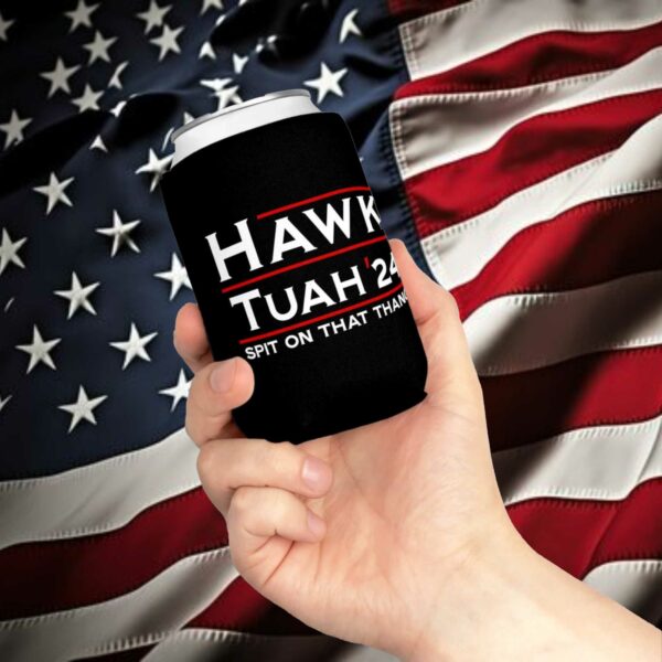 Hawk Tuah '24 Can Cooler Sleeve, Black Hawk Tuah Koozie, Hawk Tuah 2024 Cozie