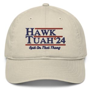 Hawk Tuah 24 Embroidered Baseball Caps White