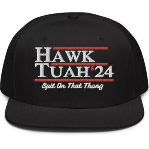 Hawk Tuah 24 Embroidered Snapback Hat Black