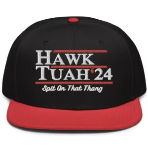 Hawk Tuah 24 Embroidered Snapback Hat Red