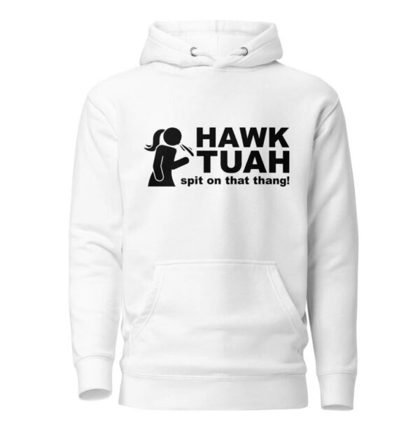 Hawk Tuah Girl Spitting Alternate White Unisex Hoodie