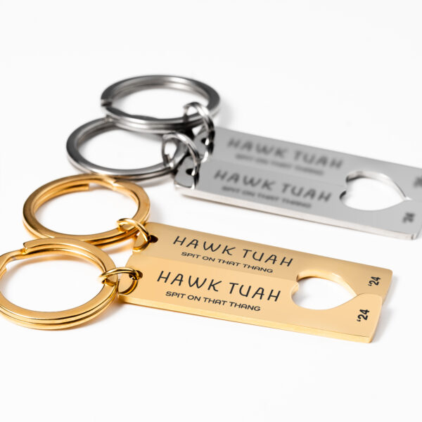 Hawk Tuah Heart Keychain Set