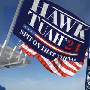 Hawk Tuah Spit on That Thang Navy Flags 2024