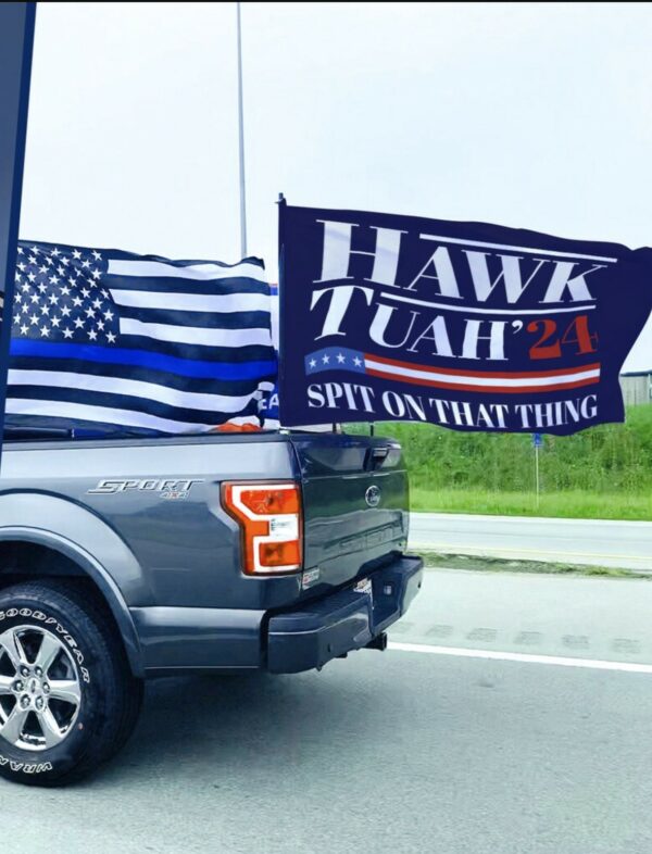 Hawk Tuah Spit on That Thang Navy Flags 2024