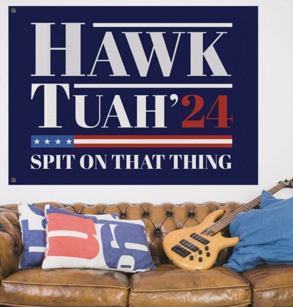 Hawk Tuah Spit on That Thang Navy Flags 2024