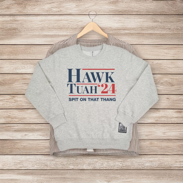 Hawk Tuah White Marle Crew Uncle Reco Shirt