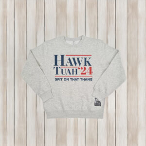 Hawk Tuah White Marle Crew Uncle Reco Shirts