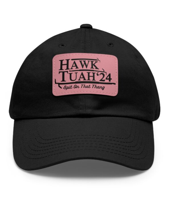 Hawk tuah spit on that thang viral brown leather patch hat