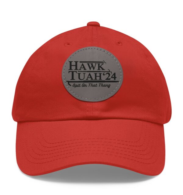 Hawk tuah spit on that thang viral brown leather patch hat cap