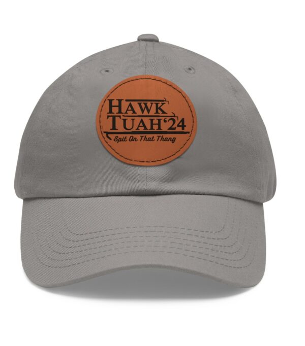 Hawk tuah spit on that thang viral brown leather patch hat caps