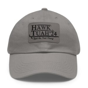 Hawk tuah spit on that thang viral brown leather patch hats