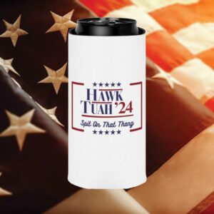 Miss Hawk Tuah 2024 Can Cooler Summer Koozie, Red White and Blue Beer Seltzer Hawk Tuah Coozie, Beach, Fishing, Outdoor, Drink Can Cooler1