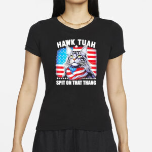 Official Cat Hawk Tuah 24 Spit On That Thang American Flag T-Shirt