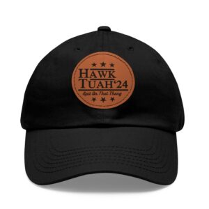 Original Hawk Tuah Leather Patch Hat Black