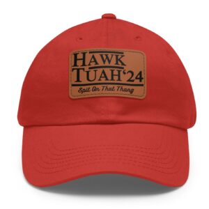 Original Hawk Tuah Leather Patch Hat Cap Red