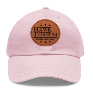 Original Hawk Tuah Leather Patch Hat Pink