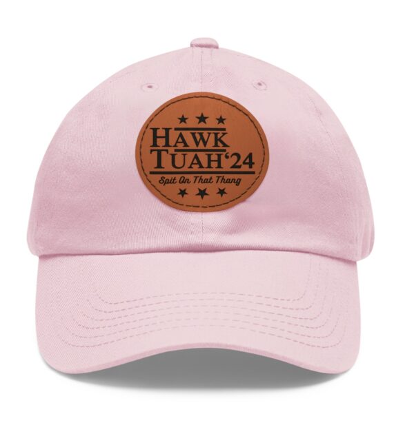 Original Hawk Tuah Leather Patch Hat Pink