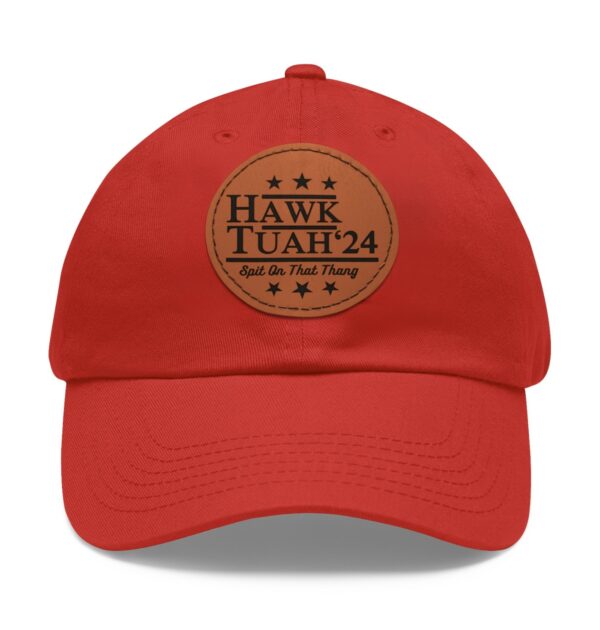 Original Hawk Tuah Leather Patch Hat Red