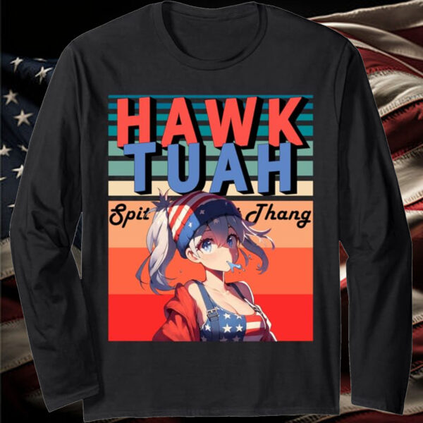 Funny Hawk Tuah Meme Anime Girl 長袖Tシャツ