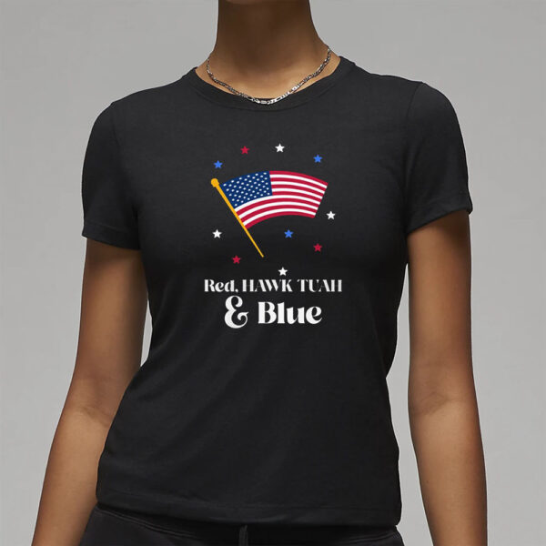 Hawk Tuah 2024 Shirt Viral Meme Hawk Tuah Flag hawk tuah Blue funny T-Shirt 4TH of July1