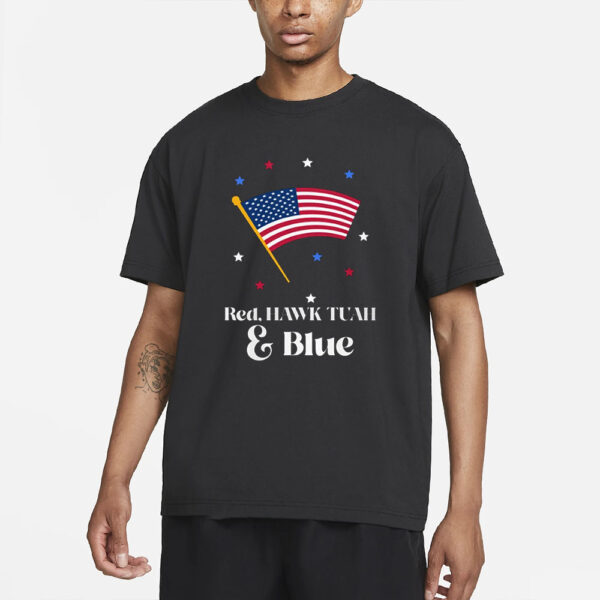 Hawk Tuah 2024 Shirt Viral Meme Hawk Tuah Flag hawk tuah Blue funny T-Shirt 4TH of July2