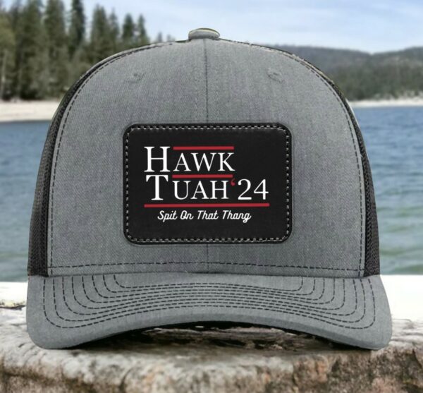 Hawk Tuah '24 Hat, Spit On That Thang Leather Patch Hat, Funny Meme