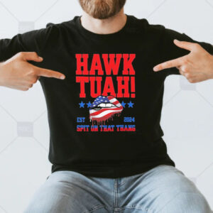 Hawk Tuah Funny Social Media Viral Trend Patriotic Lips Comfort Colors Est 2024 T-Shirt