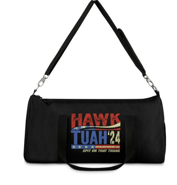 Hawk Tuah Script Logo Duffle Bags