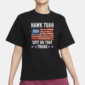 Hawk Tuah Spit on that Thang 2024 Distressed US Flag T-Shirt New1