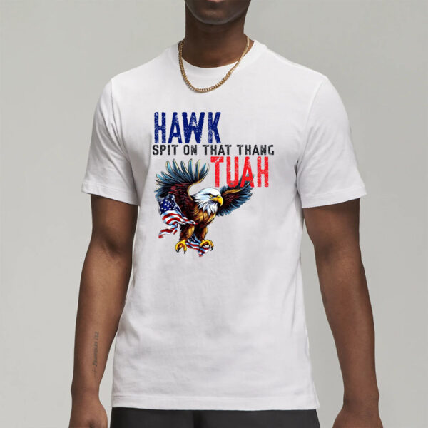 New Design Hawk Tuah American Flag Blue Red White Men Usa Funny T-Shirts