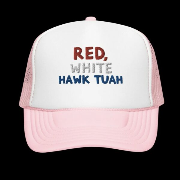 Red, White and Hawk Tuah USA Trucker hats