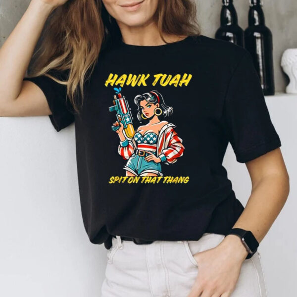 Retro Hawk Tush Spit on that Thing Girl USA Flag T-Shirt1