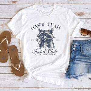 Spit on That Thang Hawk Tuah Raccoon Meme 2024 Funny Tjktok Meme Girl T-Shirt1