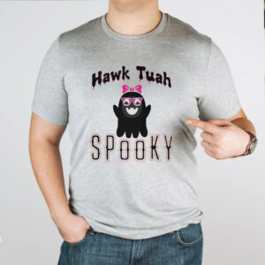 Spooky Hawk Tuah Halloween Cute Ghost Black T-Shirt4.