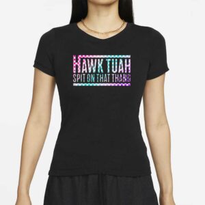 Trenz Shirt Company Womens Funny Checkered Hawk Tuah T-Shirts